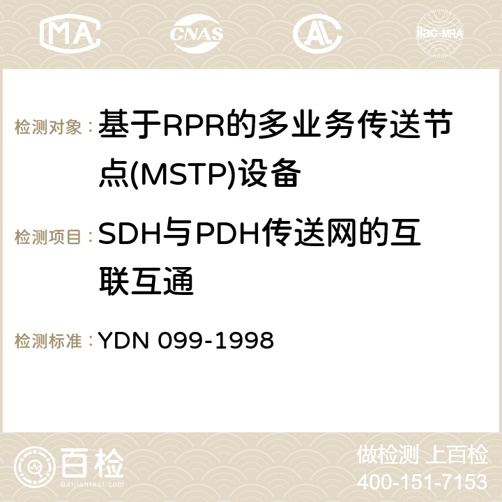 SDH与PDH传送网的互联互通 光同步传送网技术体制 YDN 099-1998 15