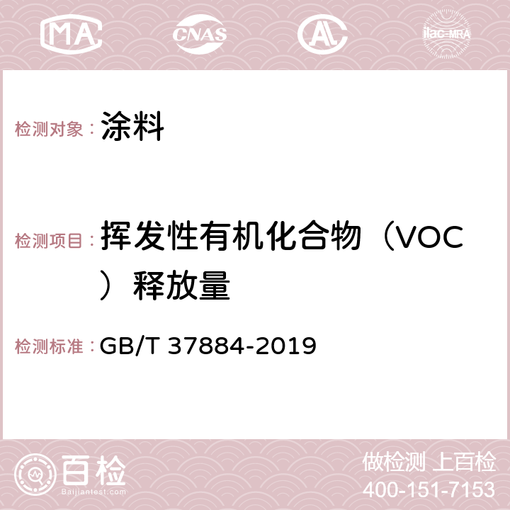 挥发性有机化合物（VOC）释放量 涂料中挥发性有机化合物（VOC） 释放量的测定 GB/T 37884-2019