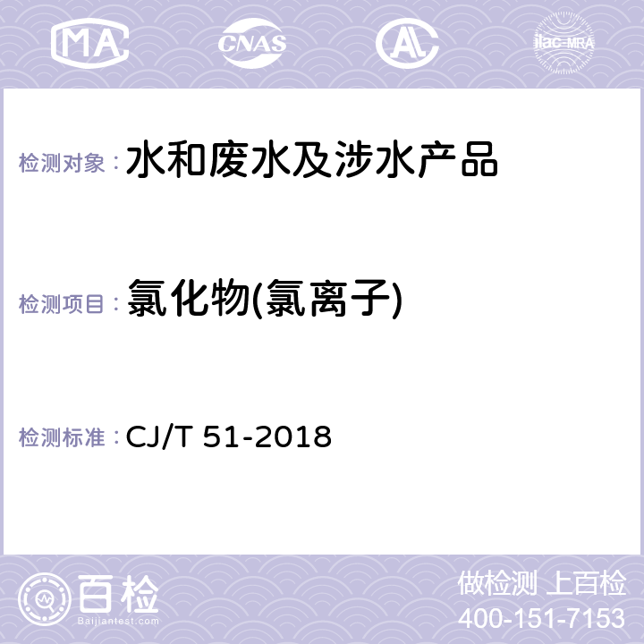 氯化物(氯离子) 城镇污水水质标准检验方法 CJ/T 51-2018 21.2