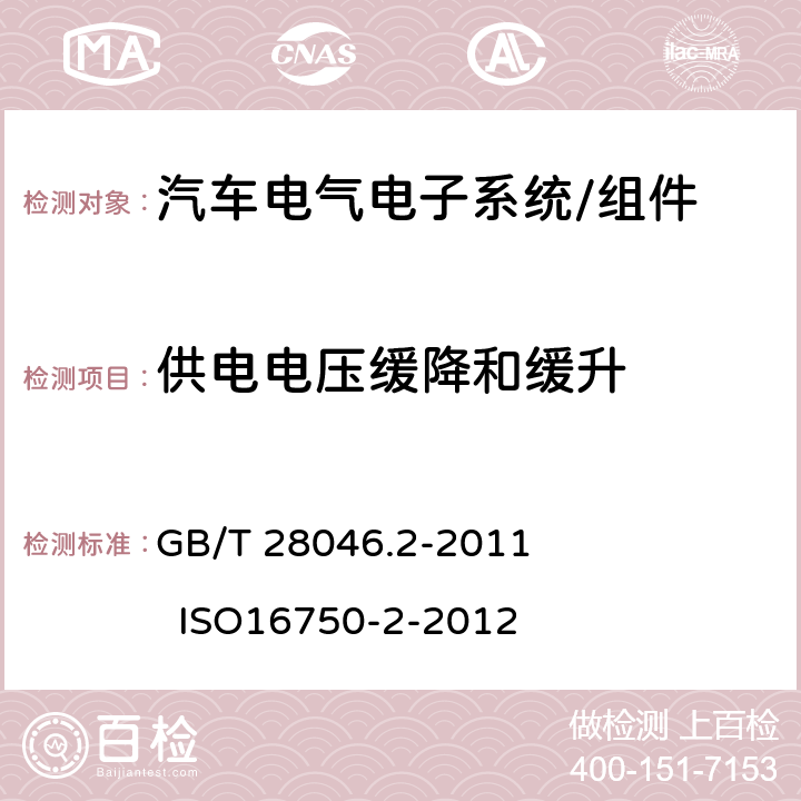 供电电压缓降和缓升 道路车辆 电气及电子设备的环境条件和试验 第2部分：电气负荷 GB/T 28046.2-2011 ISO16750-2-2012 4.5