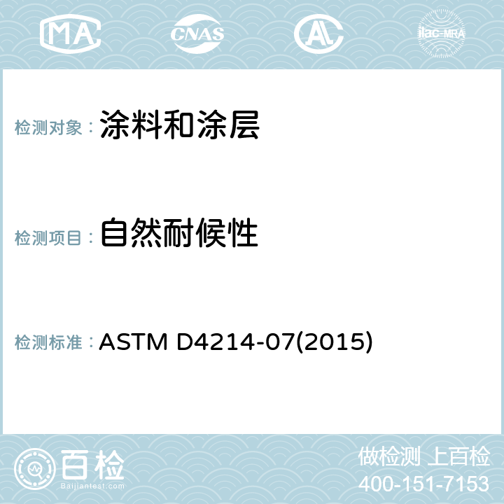 自然耐候性 ASTM D4214-07 评价漆膜粉化程度的标准试验方法 (2015)