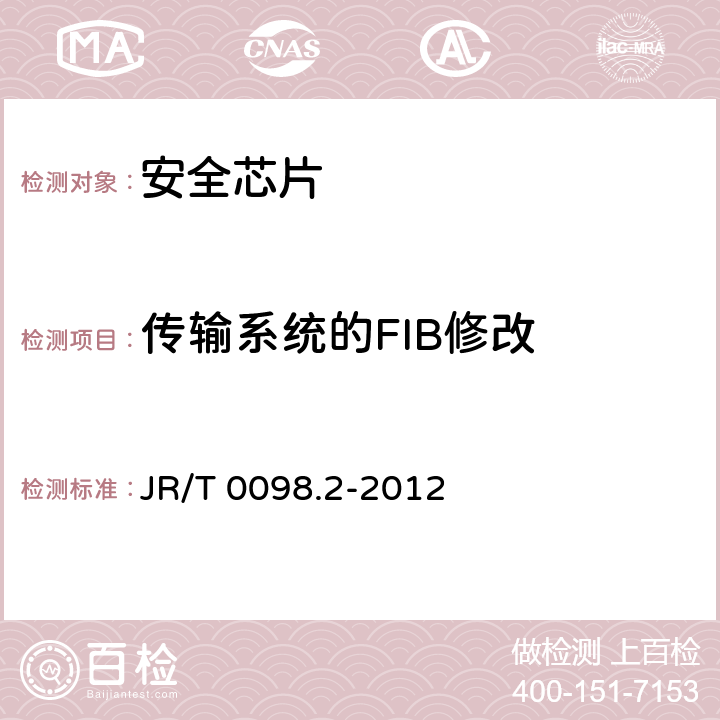 传输系统的FIB修改 中国金融移动支付 检测规范 第2部分：安全芯片 JR/T 0098.2-2012 6.2.6