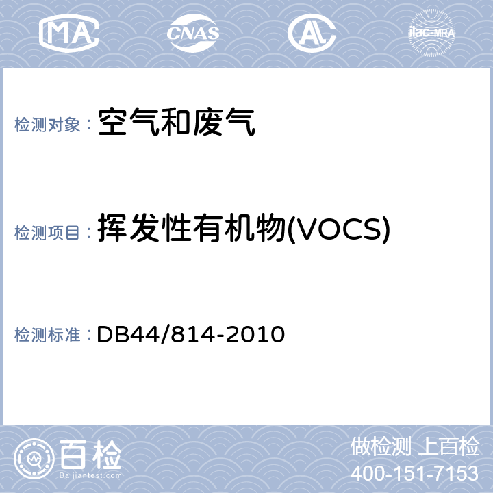 挥发性有机物(VOCS) 家具制造行业挥发性有机化合物排放标准 DB44/814-2010 附录 D