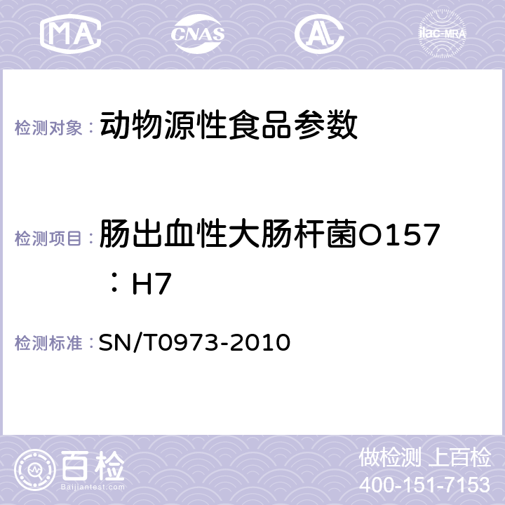 肠出血性大肠杆菌O157：H7 进出口肉及肉制品中肠出血性大肠杆菌O157：H7检验方法 SN/T0973-2010