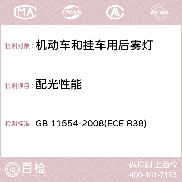 配光性能 机动车和挂车用后雾灯配光性能 GB 11554-2008
(ECE R38) 4.2