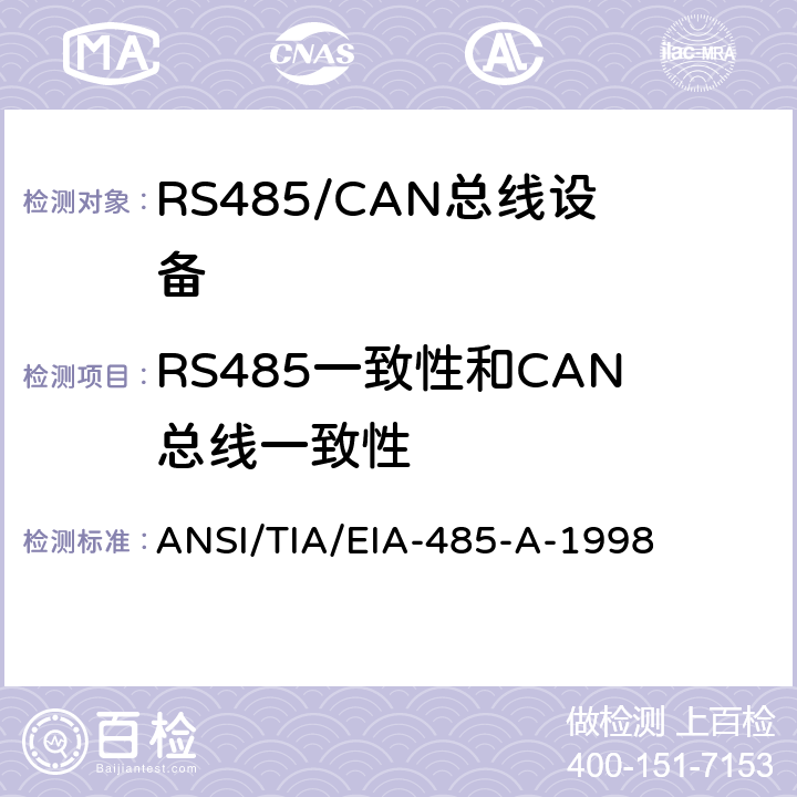 RS485一致性和CAN总线一致性 ANSI/TIA/EIA-48 平衡数字式多点系统用发生器和接收器的电气特征 5-A-1998
