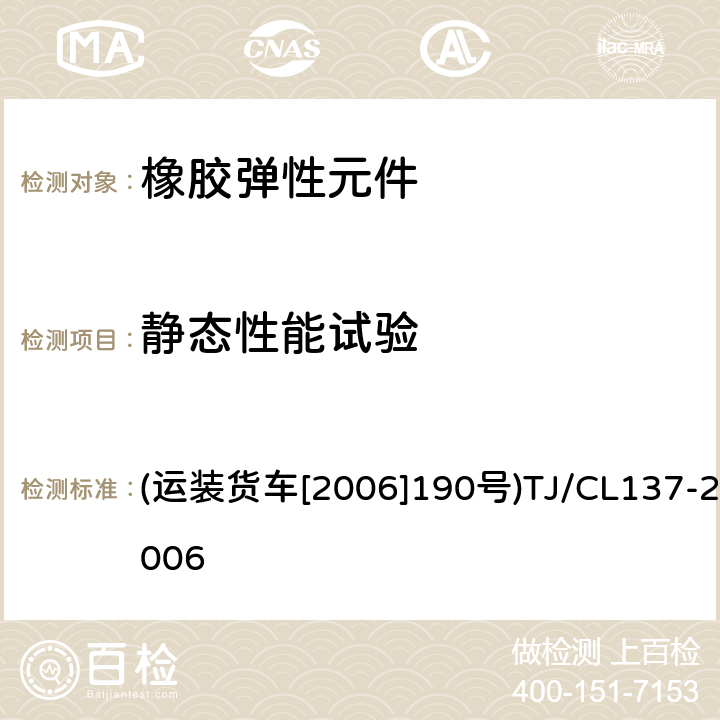 静态性能试验 铁路货车用JC型双作用弹性旁承技术条件及检验方法 (运装货车[2006]190号)
TJ/CL137-2006 4-5