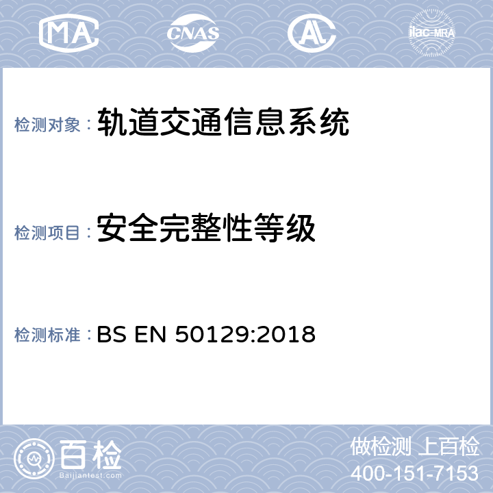 安全完整性等级 BS EN 50129:2018 铁路应用 通信、信号和处理系统 安全相关的电子信号系统  附录A