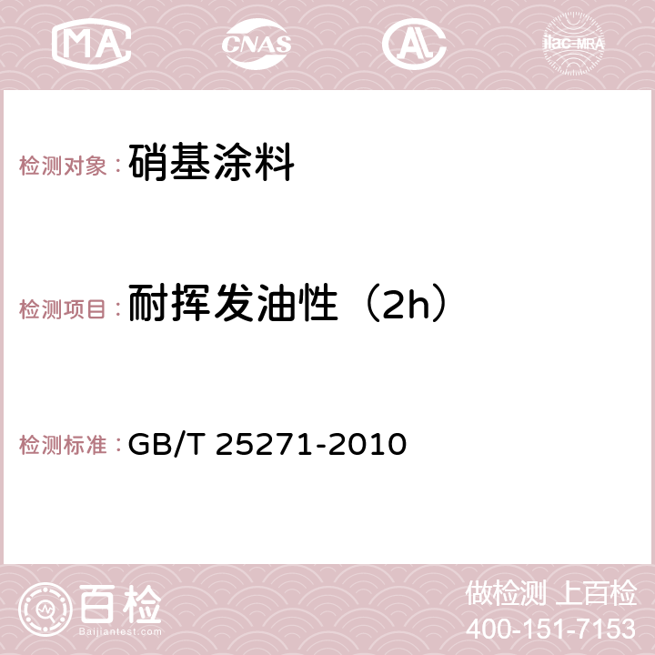 耐挥发油性（2h） 硝基涂料 GB/T 25271-2010