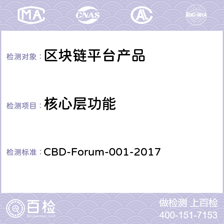 核心层功能 CBD-FORUM-00 区块链 参考架构 CBD-Forum-001-2017 6.2.3