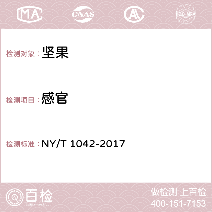 感官 绿色食品 坚果 NY/T 1042-2017 4.4