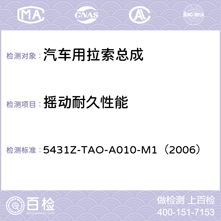 摇动耐久性能 手动换档总成试验规范  
5431Z-TAO-A010-M1（2006） 6-2