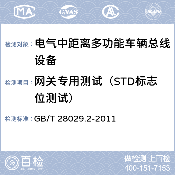 网关专用测试（STD标志位测试） GB/T 28029.2-2011 牵引电气设备 列车总线 第2部分:列车通信网络一致性测试