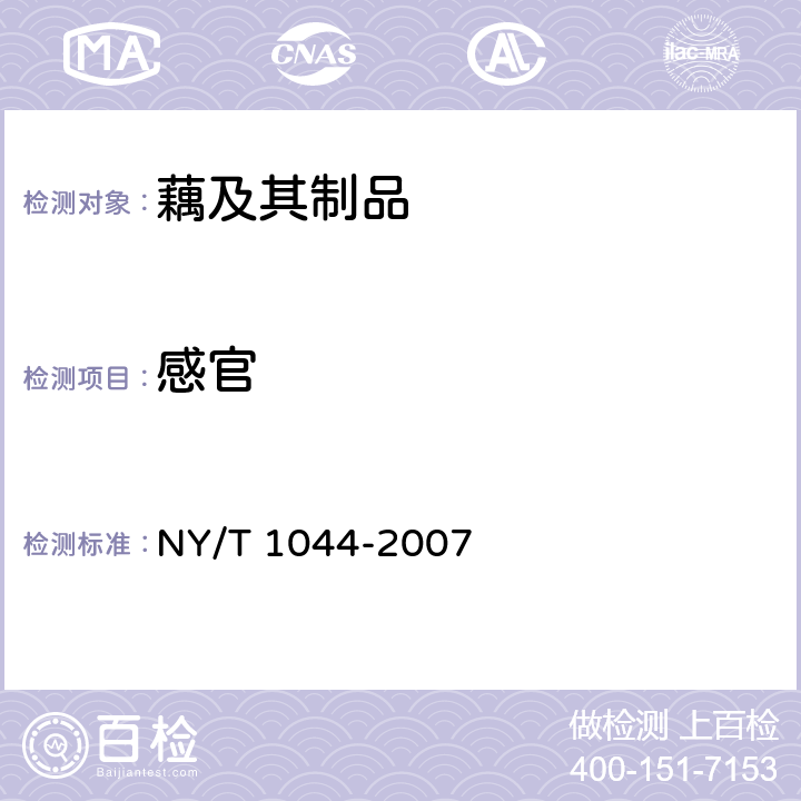 感官 NY/T 1044-2007 绿色食品 藕及其制品