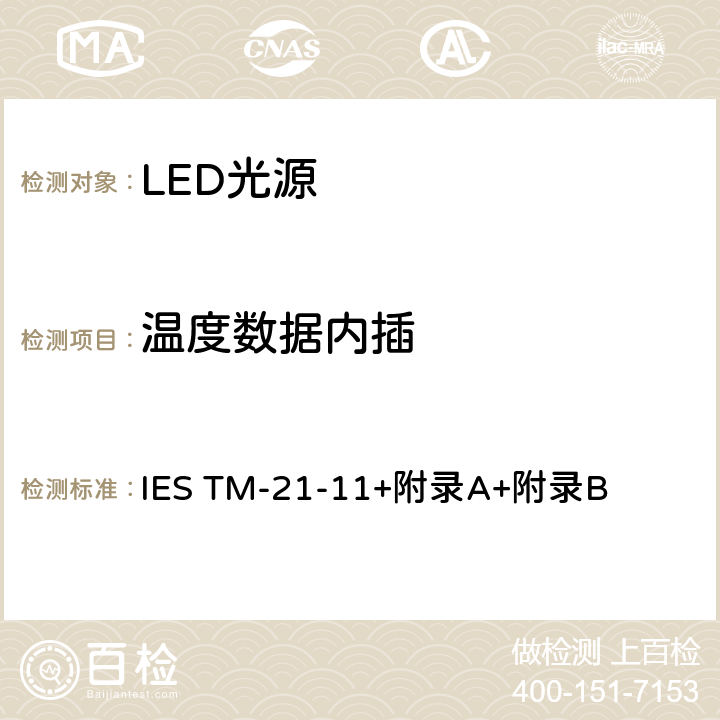 温度数据内插 IESTM-21-11 LED光源长期流明维持率推算 IES TM-21-11+附录A+附录B 6