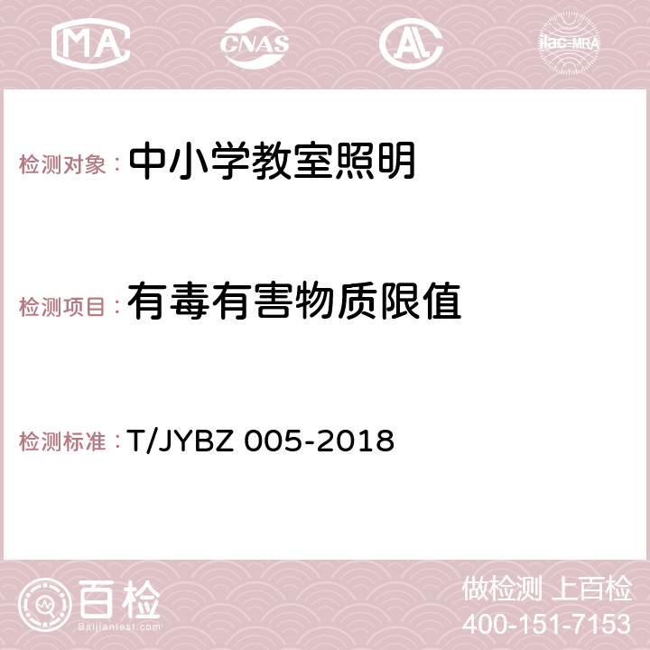 有毒有害物质限值 中小学教室照明技术规范 T/JYBZ 005-2018 4.4