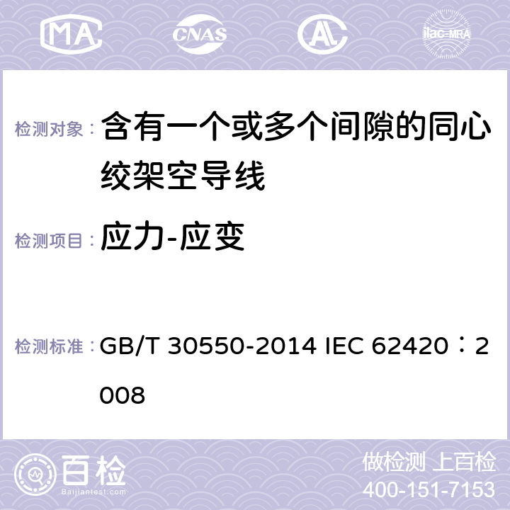 应力-应变 含有一个或多个间隙的同心绞架空导线 GB/T 30550-2014 IEC 62420：2008 附录B