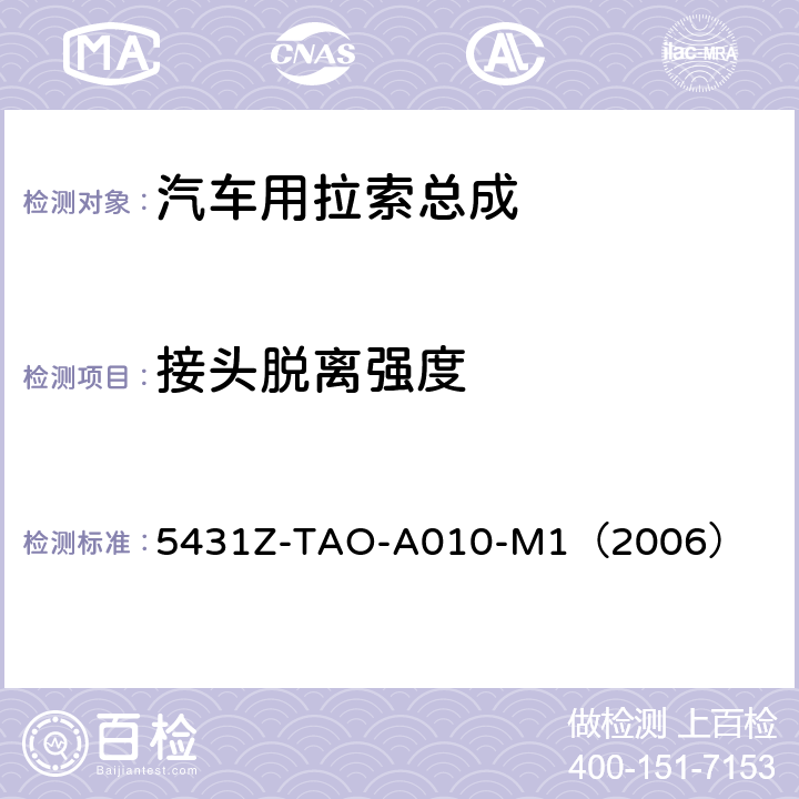 接头脱离强度 手动换档总成试验规范  
5431Z-TAO-A010-M1（2006） 6-4