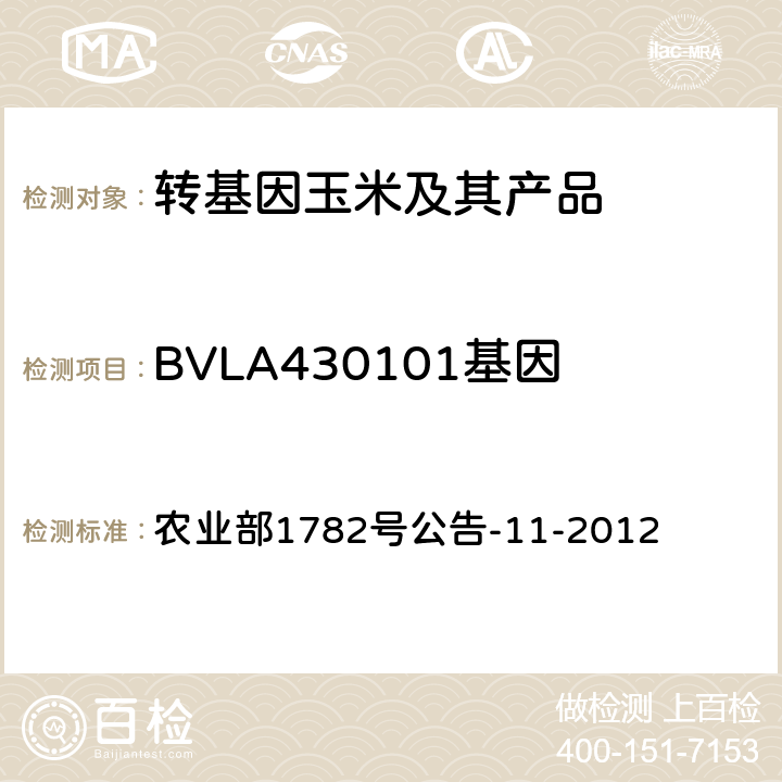 BVLA430101基因 转基因植物及其产品成分检测转植酸酶基因玉米BVLA430101及其衍生品种定性PCR方法  农业部1782号公告-11-2012