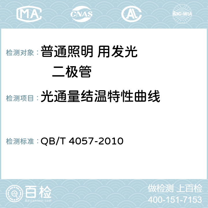 光通量结温特性曲线 普通照明用发光二极管性能要求 QB/T 4057-2010 5.7