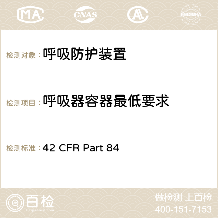 呼吸器容器最低要求 呼吸防护装置 42 CFR Part 84 84.174