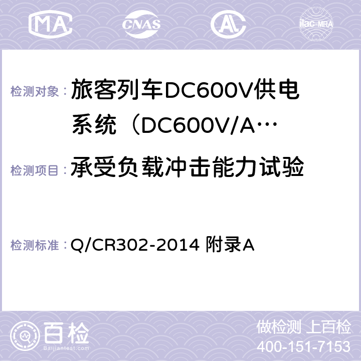 承受负载冲击能力试验 旅客列车DC600V供电系统技术条件及试验 Q/CR302-2014 附录A A.2.3.14