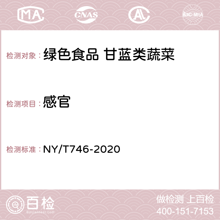 感官 NY/T 746-2020 绿色食品 甘蓝类蔬菜