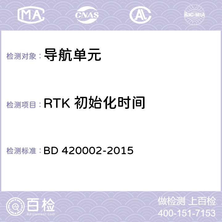 RTK 初始化时间 北斗/全球卫星导航系统(GNSS)测量型 OEM 板性能要求及测试方法 BD 420002-2015 5.6