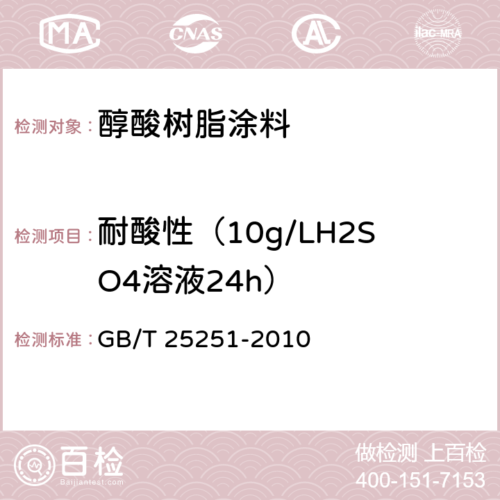 耐酸性（10g/LH2SO4溶液24h） 醇酸树脂涂料 GB/T 25251-2010
