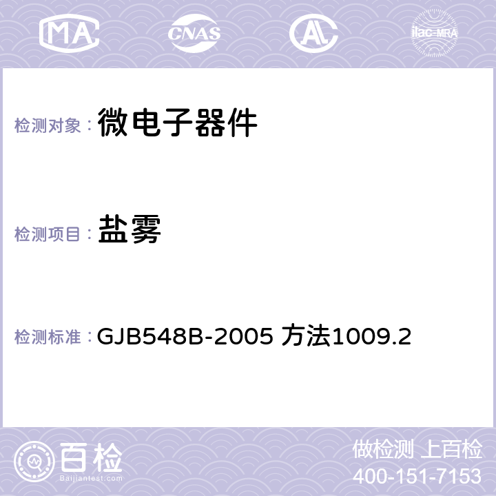 盐雾 微电子器件试验方法和程序 GJB548B-2005 方法1009.2
