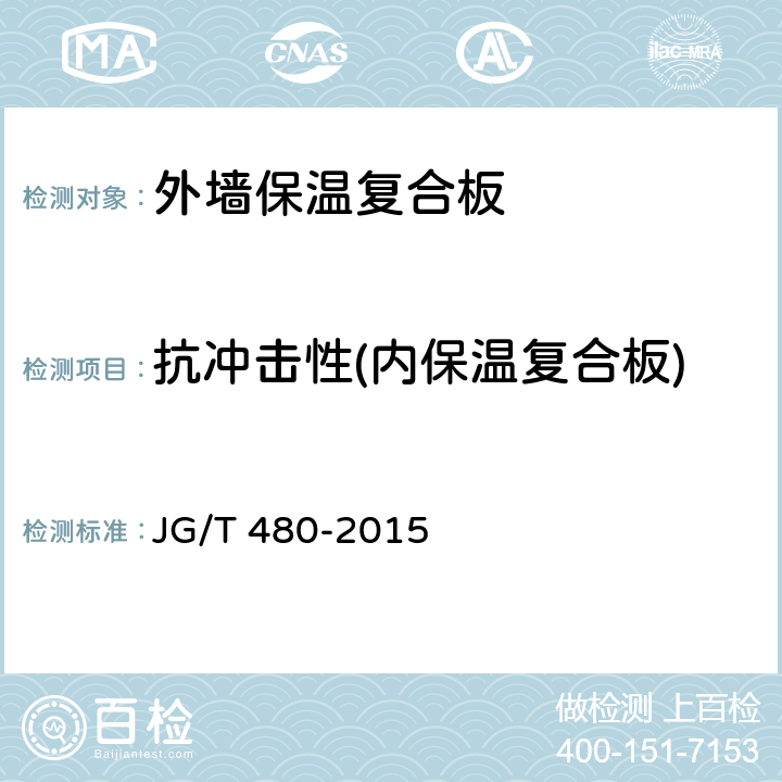 抗冲击性(内保温复合板) 外墙保温复合板通用技术要求 JG/T 480-2015 7.5.2