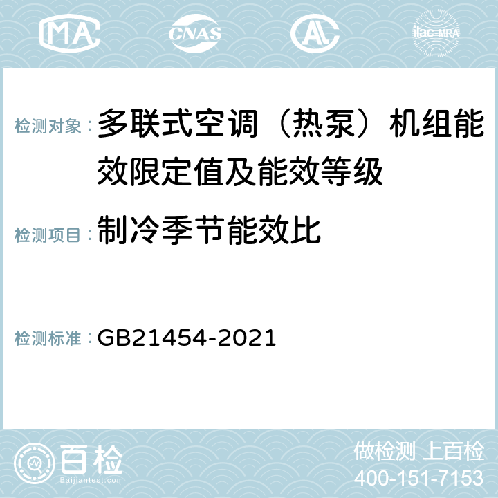 制冷季节能效比 多联式空调（热泵）机组能效限定值及能效等级 GB21454-2021 4