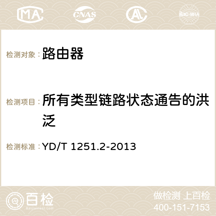 所有类型链路状态通告的洪泛 路由协议一致性测试方法—开放最短路径优先协议(OSPF) YD/T 1251.2-2013 7