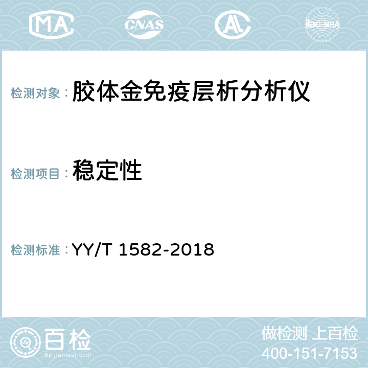 稳定性 胶体金免疫层析分析仪 YY/T 1582-2018 3.7
