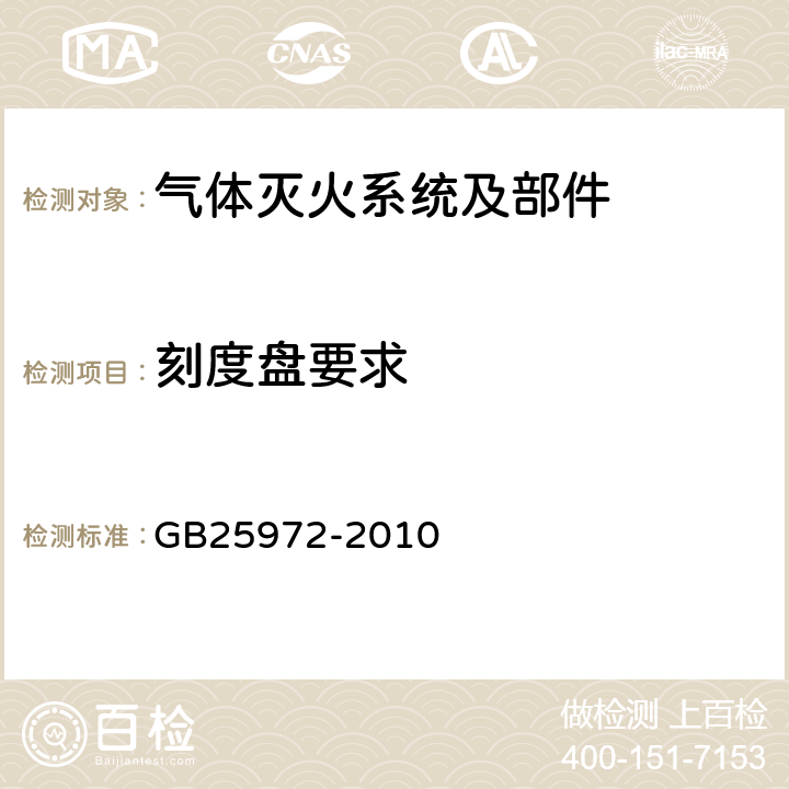 刻度盘要求 《气体灭火系统及部件》 GB25972-2010 5.14.2.2,5.14.2.4.2