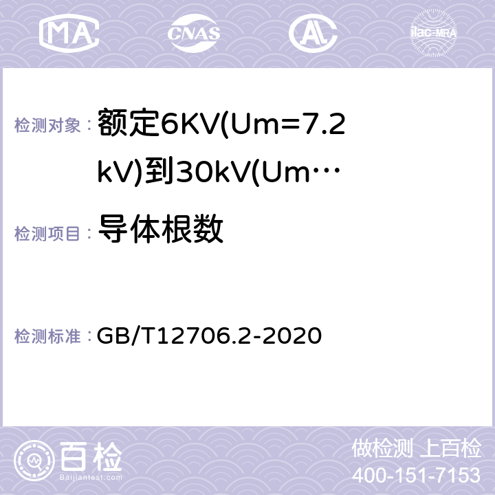 导体根数 额定电压1kV(Um=1.2kV)到35kV(Um=40.5kV)挤包绝缘电力电缆及附件 第2部分:额定电压6kV(Um=7.2kV)到30kV(Um=36kV)电缆 GB/T12706.2-2020 5