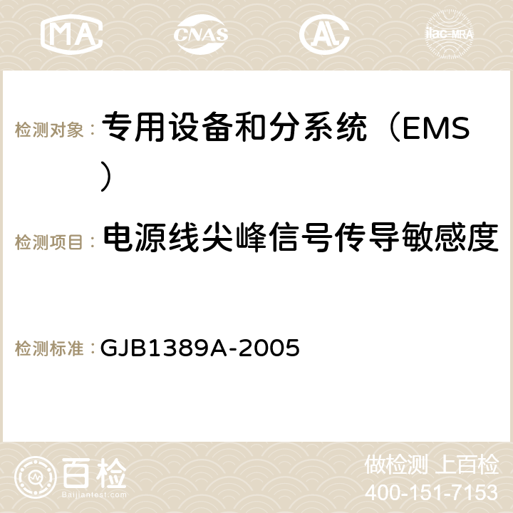 电源线尖峰信号传导敏感度(CS106/CS06) 系统电磁兼容性要求 GJB1389A-2005 方法5.6.1