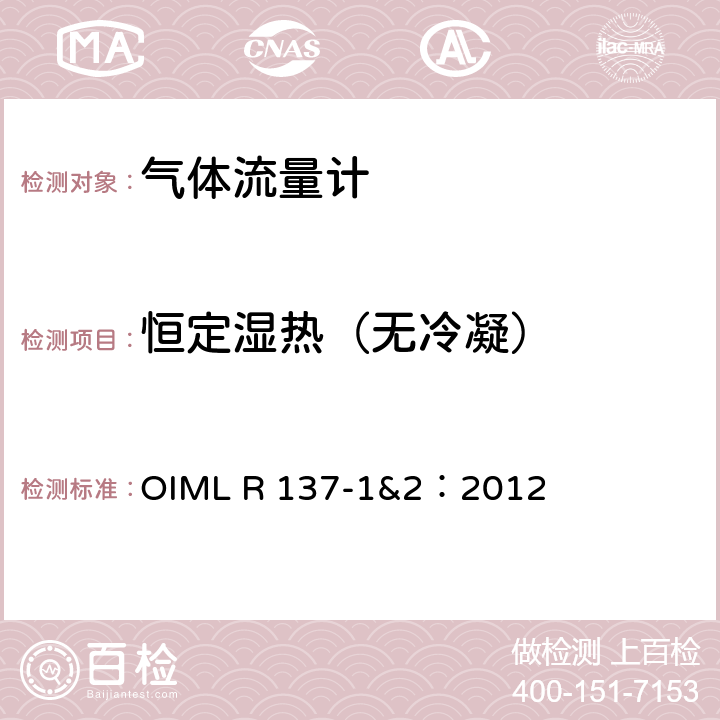 恒定湿热（无冷凝） 气体流量计计量技术要求 OIML R 137-1&2：2012 A.4.21