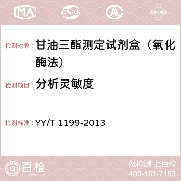 分析灵敏度 甘油三酯测定试剂盒（酶法） YY/T 1199-2013