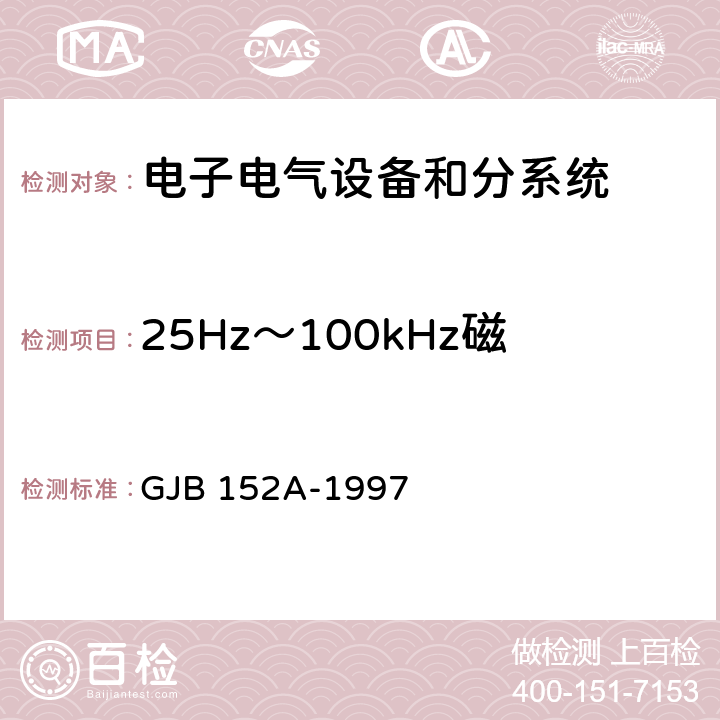 25Hz～100kHz磁場輻射敏感度 RS101 軍用設備和分系統電磁發射和敏感度測量 GJB 152A-1997 5