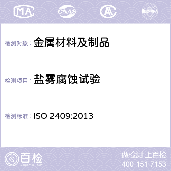 盐雾腐蚀试验 ISO 2409:2013 色漆和清漆 漆膜的划格试验 