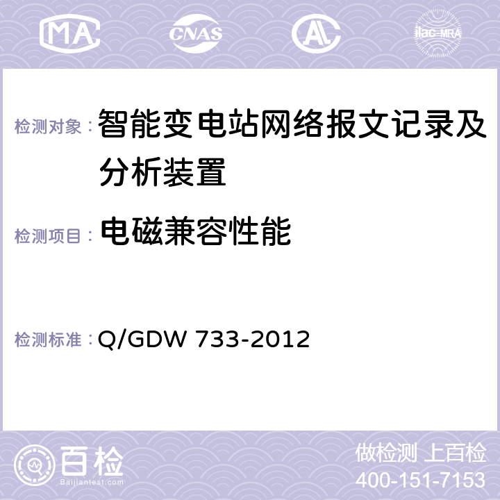 电磁兼容性能 智能变电站网络报文记录及分析装置检测规范 Q/GDW 733-2012 6.13