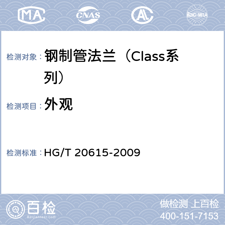 外观 钢制管法兰（Class系列） HG/T 20615-2009 12