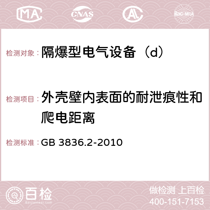 外壳壁内表面的耐泄痕性和爬电距离 爆炸性环境第2部分：由隔爆外壳“d”保护的设备 GB 3836.2-2010 19.2.1