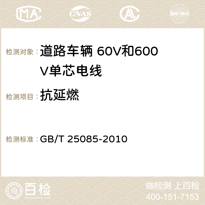 抗延燃 道路车辆 60V和600V单芯电线 GB/T 25085-2010 12