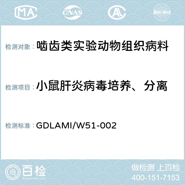 小鼠肝炎病毒培养、分离 DLAMI/W 51-002 病毒分离培养操作规程 GDLAMI/W51-002 7