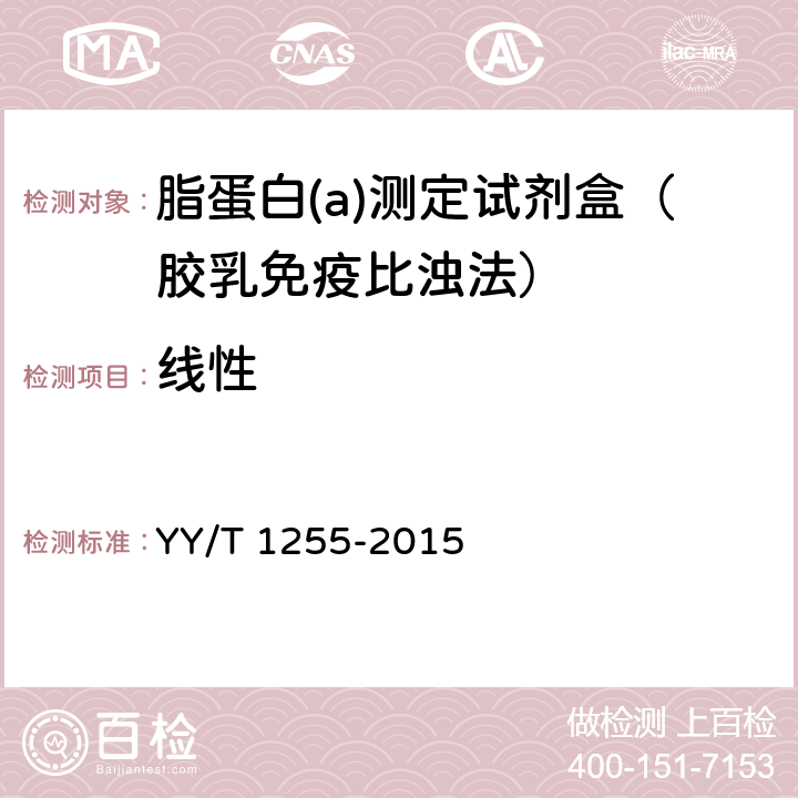 线性 YY/T 1255-2015 免疫比浊法检测试剂(盒)(透射法)