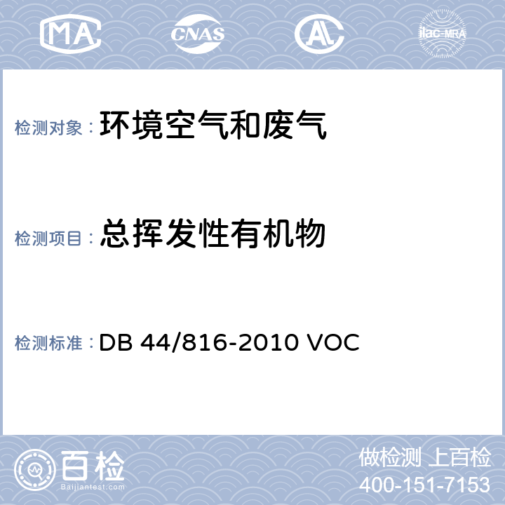总挥发性有机物 表面涂装（汽车制造业）挥发性有机化合物排放标准 DB 44/816-2010 VOCs监测方法 附录E