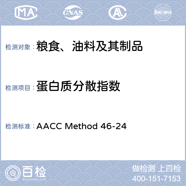 蛋白质分散指数 AACC Method 46-24  