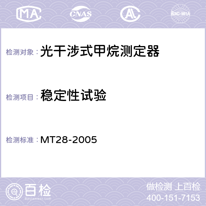 稳定性试验 光干涉式甲烷测定器 MT28-2005 5.6.2